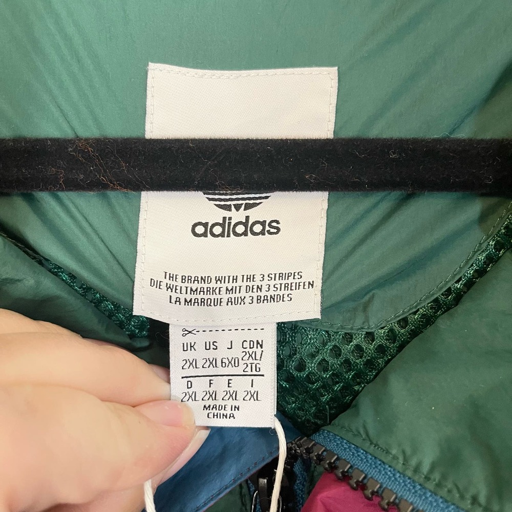 ADIDAS Windbreaker Men 2XL Vintage Atric Lite Colorblock Hoodie Jacket Green NWT - Picture 9 of 14